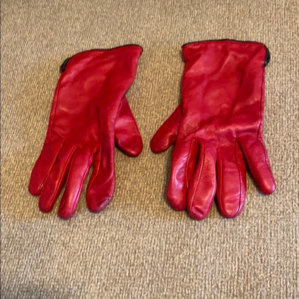 Red leather gloves